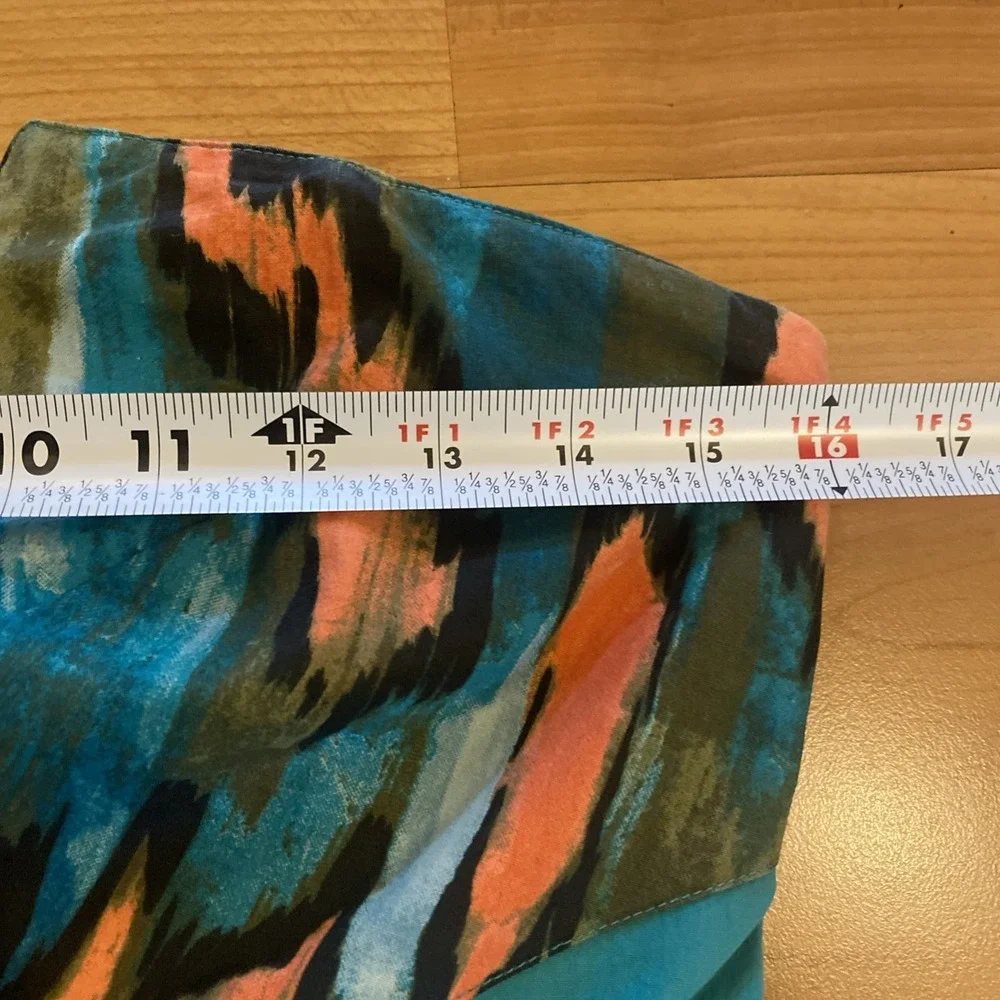 Anthropologie Girls From Savoy Teal‎ Painted Ikat Flared Strapless Dress Size 8